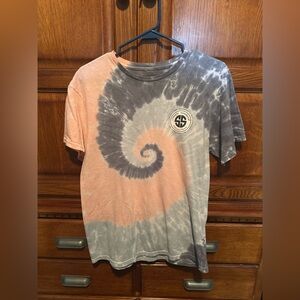Simply Southern Peach & Gray Tie-Dye Spiral Short Sleeve Tee